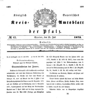 Königlich-bayerisches Kreis-Amtsblatt der Pfalz (Königlich bayerisches Amts- und Intelligenzblatt für die Pfalz) Donnerstag 25. Juli 1872