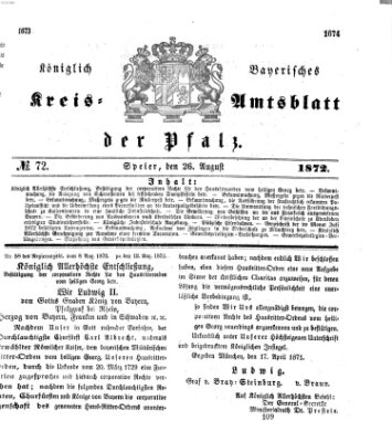 Königlich-bayerisches Kreis-Amtsblatt der Pfalz (Königlich bayerisches Amts- und Intelligenzblatt für die Pfalz) Montag 26. August 1872