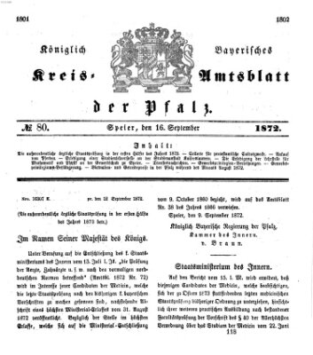 Königlich-bayerisches Kreis-Amtsblatt der Pfalz (Königlich bayerisches Amts- und Intelligenzblatt für die Pfalz) Montag 16. September 1872