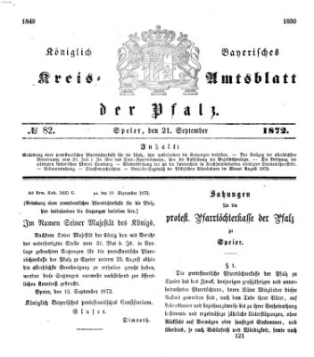 Königlich-bayerisches Kreis-Amtsblatt der Pfalz (Königlich bayerisches Amts- und Intelligenzblatt für die Pfalz) Samstag 21. September 1872