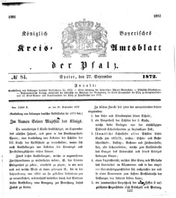 Königlich-bayerisches Kreis-Amtsblatt der Pfalz (Königlich bayerisches Amts- und Intelligenzblatt für die Pfalz) Freitag 27. September 1872