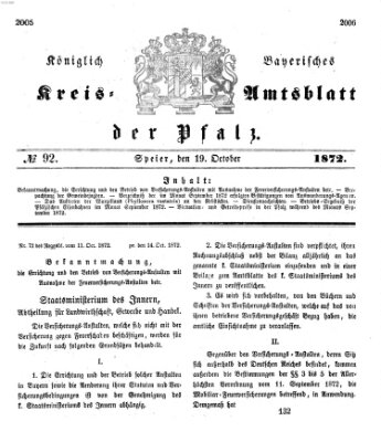 Königlich-bayerisches Kreis-Amtsblatt der Pfalz (Königlich bayerisches Amts- und Intelligenzblatt für die Pfalz) Samstag 19. Oktober 1872