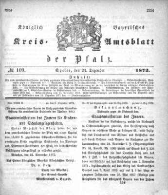 Königlich-bayerisches Kreis-Amtsblatt der Pfalz (Königlich bayerisches Amts- und Intelligenzblatt für die Pfalz) Dienstag 24. Dezember 1872