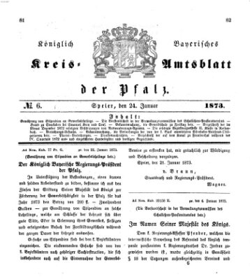 Königlich-bayerisches Kreis-Amtsblatt der Pfalz (Königlich bayerisches Amts- und Intelligenzblatt für die Pfalz) Freitag 24. Januar 1873