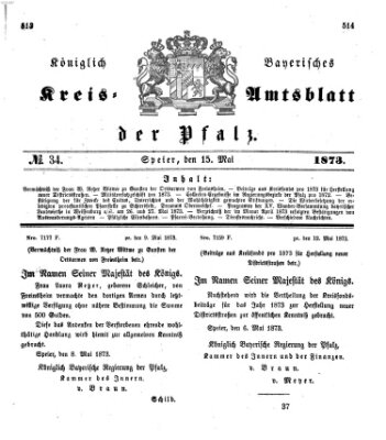 Königlich-bayerisches Kreis-Amtsblatt der Pfalz (Königlich bayerisches Amts- und Intelligenzblatt für die Pfalz) Donnerstag 15. Mai 1873