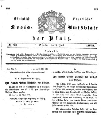 Königlich-bayerisches Kreis-Amtsblatt der Pfalz (Königlich bayerisches Amts- und Intelligenzblatt für die Pfalz) Montag 9. Juni 1873