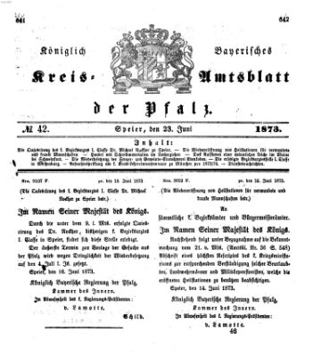 Königlich-bayerisches Kreis-Amtsblatt der Pfalz (Königlich bayerisches Amts- und Intelligenzblatt für die Pfalz) Montag 23. Juni 1873