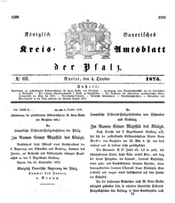 Königlich-bayerisches Kreis-Amtsblatt der Pfalz (Königlich bayerisches Amts- und Intelligenzblatt für die Pfalz) Samstag 4. Oktober 1873