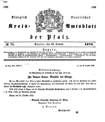 Königlich-bayerisches Kreis-Amtsblatt der Pfalz (Königlich bayerisches Amts- und Intelligenzblatt für die Pfalz) Donnerstag 23. Oktober 1873