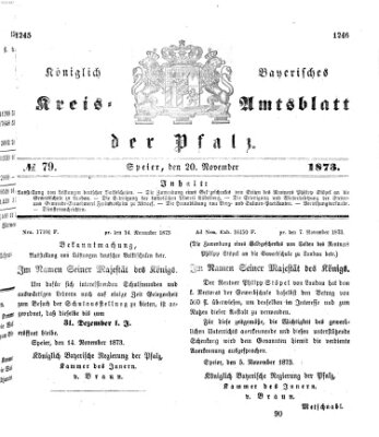 Königlich-bayerisches Kreis-Amtsblatt der Pfalz (Königlich bayerisches Amts- und Intelligenzblatt für die Pfalz) Donnerstag 20. November 1873