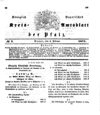 Königlich-bayerisches Kreis-Amtsblatt der Pfalz (Königlich bayerisches Amts- und Intelligenzblatt für die Pfalz) Samstag 4. Februar 1871