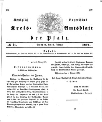 Königlich-bayerisches Kreis-Amtsblatt der Pfalz (Königlich bayerisches Amts- und Intelligenzblatt für die Pfalz) Donnerstag 9. Februar 1871