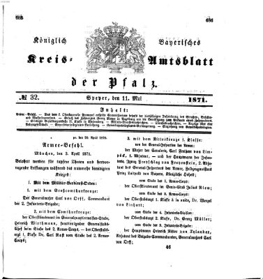 Königlich-bayerisches Kreis-Amtsblatt der Pfalz (Königlich bayerisches Amts- und Intelligenzblatt für die Pfalz) Donnerstag 11. Mai 1871