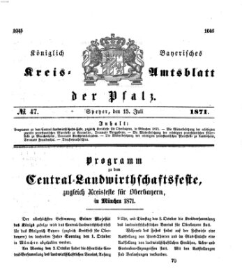 Königlich-bayerisches Kreis-Amtsblatt der Pfalz (Königlich bayerisches Amts- und Intelligenzblatt für die Pfalz) Samstag 15. Juli 1871