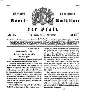 Königlich-bayerisches Kreis-Amtsblatt der Pfalz (Königlich bayerisches Amts- und Intelligenzblatt für die Pfalz) Montag 11. September 1871