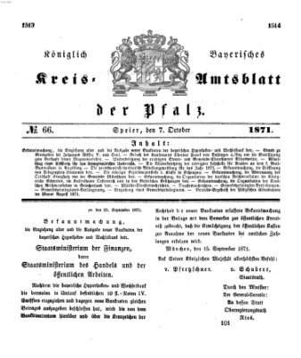 Königlich-bayerisches Kreis-Amtsblatt der Pfalz (Königlich bayerisches Amts- und Intelligenzblatt für die Pfalz) Samstag 7. Oktober 1871