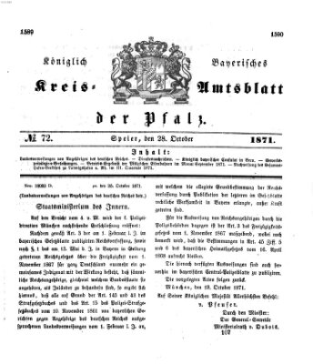 Königlich-bayerisches Kreis-Amtsblatt der Pfalz (Königlich bayerisches Amts- und Intelligenzblatt für die Pfalz) Samstag 28. Oktober 1871