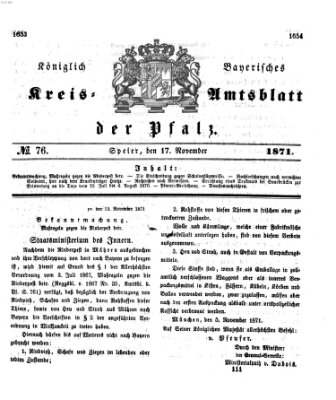 Königlich-bayerisches Kreis-Amtsblatt der Pfalz (Königlich bayerisches Amts- und Intelligenzblatt für die Pfalz) Freitag 17. November 1871