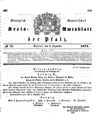 Königlich-bayerisches Kreis-Amtsblatt der Pfalz (Königlich bayerisches Amts- und Intelligenzblatt für die Pfalz) Freitag 8. Dezember 1871