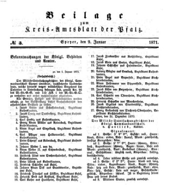 Königlich-bayerisches Kreis-Amtsblatt der Pfalz (Königlich bayerisches Amts- und Intelligenzblatt für die Pfalz) Montag 9. Januar 1871