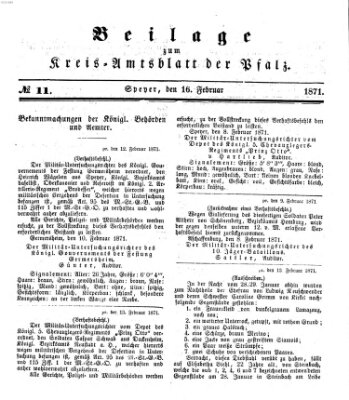 Königlich-bayerisches Kreis-Amtsblatt der Pfalz (Königlich bayerisches Amts- und Intelligenzblatt für die Pfalz) Donnerstag 16. Februar 1871