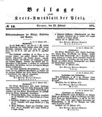 Königlich-bayerisches Kreis-Amtsblatt der Pfalz (Königlich bayerisches Amts- und Intelligenzblatt für die Pfalz) Mittwoch 22. Februar 1871