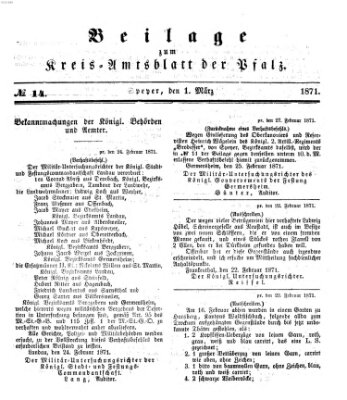 Königlich-bayerisches Kreis-Amtsblatt der Pfalz (Königlich bayerisches Amts- und Intelligenzblatt für die Pfalz) Mittwoch 1. März 1871