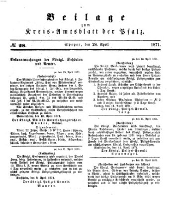 Königlich-bayerisches Kreis-Amtsblatt der Pfalz (Königlich bayerisches Amts- und Intelligenzblatt für die Pfalz) Freitag 28. April 1871