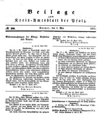 Königlich-bayerisches Kreis-Amtsblatt der Pfalz (Königlich bayerisches Amts- und Intelligenzblatt für die Pfalz) Montag 1. Mai 1871