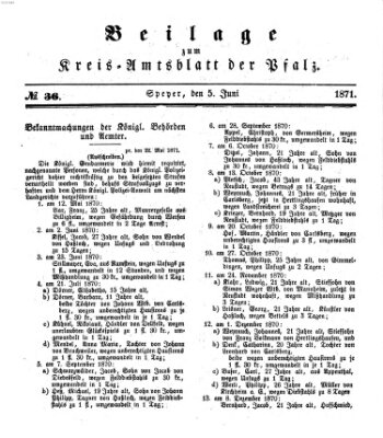 Königlich-bayerisches Kreis-Amtsblatt der Pfalz (Königlich bayerisches Amts- und Intelligenzblatt für die Pfalz) Montag 5. Juni 1871