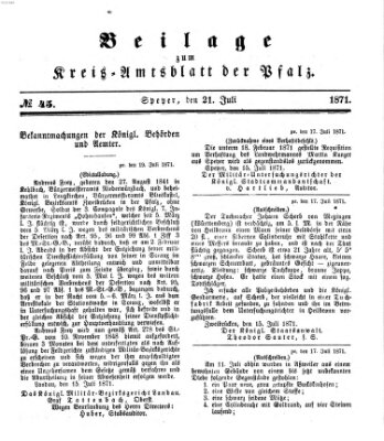 Königlich-bayerisches Kreis-Amtsblatt der Pfalz (Königlich bayerisches Amts- und Intelligenzblatt für die Pfalz) Freitag 21. Juli 1871