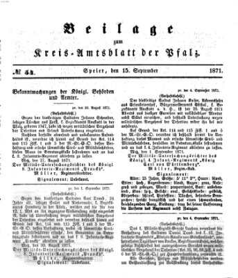 Königlich-bayerisches Kreis-Amtsblatt der Pfalz (Königlich bayerisches Amts- und Intelligenzblatt für die Pfalz) Freitag 15. September 1871