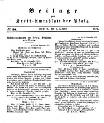 Königlich-bayerisches Kreis-Amtsblatt der Pfalz (Königlich bayerisches Amts- und Intelligenzblatt für die Pfalz) Donnerstag 5. Oktober 1871