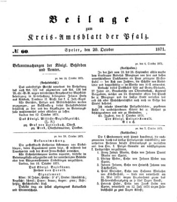 Königlich-bayerisches Kreis-Amtsblatt der Pfalz (Königlich bayerisches Amts- und Intelligenzblatt für die Pfalz) Freitag 20. Oktober 1871