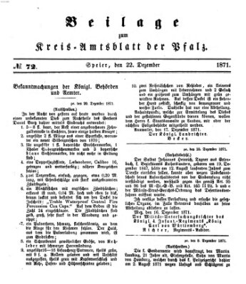 Königlich-bayerisches Kreis-Amtsblatt der Pfalz (Königlich bayerisches Amts- und Intelligenzblatt für die Pfalz) Freitag 22. Dezember 1871