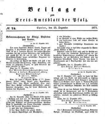 Königlich-bayerisches Kreis-Amtsblatt der Pfalz (Königlich bayerisches Amts- und Intelligenzblatt für die Pfalz) Samstag 23. Dezember 1871