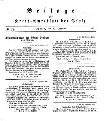 Königlich-bayerisches Kreis-Amtsblatt der Pfalz (Königlich bayerisches Amts- und Intelligenzblatt für die Pfalz) Samstag 30. Dezember 1871