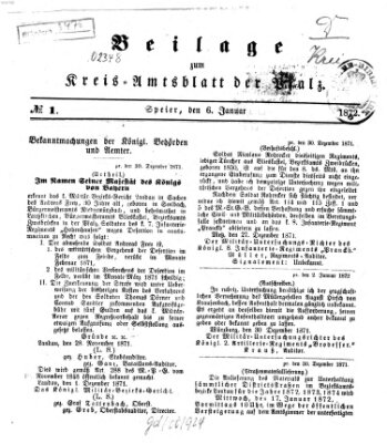 Königlich-bayerisches Kreis-Amtsblatt der Pfalz (Königlich bayerisches Amts- und Intelligenzblatt für die Pfalz) Samstag 6. Januar 1872