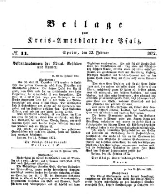 Königlich-bayerisches Kreis-Amtsblatt der Pfalz (Königlich bayerisches Amts- und Intelligenzblatt für die Pfalz) Donnerstag 22. Februar 1872