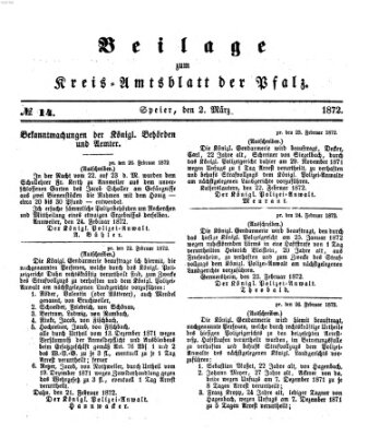 Königlich-bayerisches Kreis-Amtsblatt der Pfalz (Königlich bayerisches Amts- und Intelligenzblatt für die Pfalz) Samstag 2. März 1872