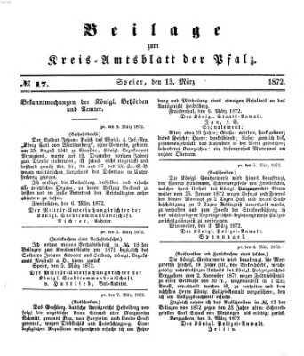 Königlich-bayerisches Kreis-Amtsblatt der Pfalz (Königlich bayerisches Amts- und Intelligenzblatt für die Pfalz) Mittwoch 13. März 1872