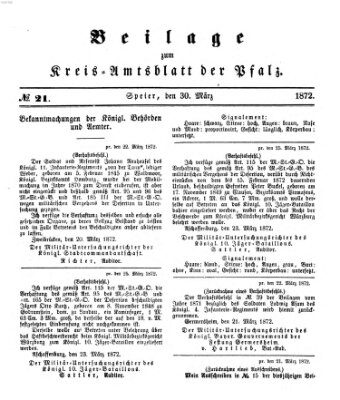 Königlich-bayerisches Kreis-Amtsblatt der Pfalz (Königlich bayerisches Amts- und Intelligenzblatt für die Pfalz) Samstag 30. März 1872