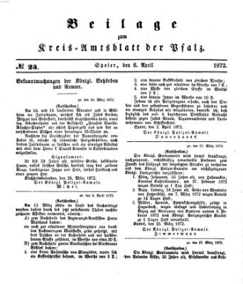 Königlich-bayerisches Kreis-Amtsblatt der Pfalz (Königlich bayerisches Amts- und Intelligenzblatt für die Pfalz) Samstag 6. April 1872