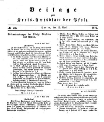 Königlich-bayerisches Kreis-Amtsblatt der Pfalz (Königlich bayerisches Amts- und Intelligenzblatt für die Pfalz) Freitag 12. April 1872