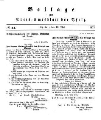 Königlich-bayerisches Kreis-Amtsblatt der Pfalz (Königlich bayerisches Amts- und Intelligenzblatt für die Pfalz) Freitag 10. Mai 1872