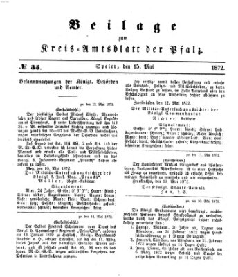 Königlich-bayerisches Kreis-Amtsblatt der Pfalz (Königlich bayerisches Amts- und Intelligenzblatt für die Pfalz) Mittwoch 15. Mai 1872