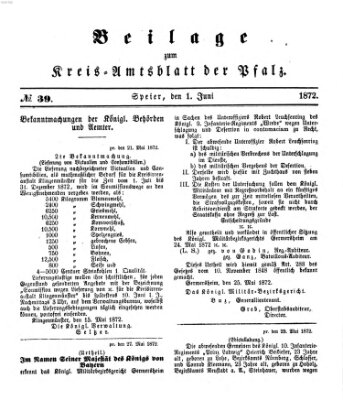 Königlich-bayerisches Kreis-Amtsblatt der Pfalz (Königlich bayerisches Amts- und Intelligenzblatt für die Pfalz) Samstag 1. Juni 1872