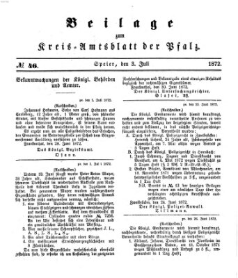 Königlich-bayerisches Kreis-Amtsblatt der Pfalz (Königlich bayerisches Amts- und Intelligenzblatt für die Pfalz) Mittwoch 3. Juli 1872