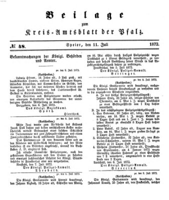 Königlich-bayerisches Kreis-Amtsblatt der Pfalz (Königlich bayerisches Amts- und Intelligenzblatt für die Pfalz) Donnerstag 11. Juli 1872