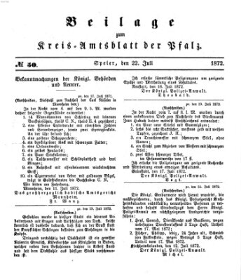 Königlich-bayerisches Kreis-Amtsblatt der Pfalz (Königlich bayerisches Amts- und Intelligenzblatt für die Pfalz) Montag 22. Juli 1872